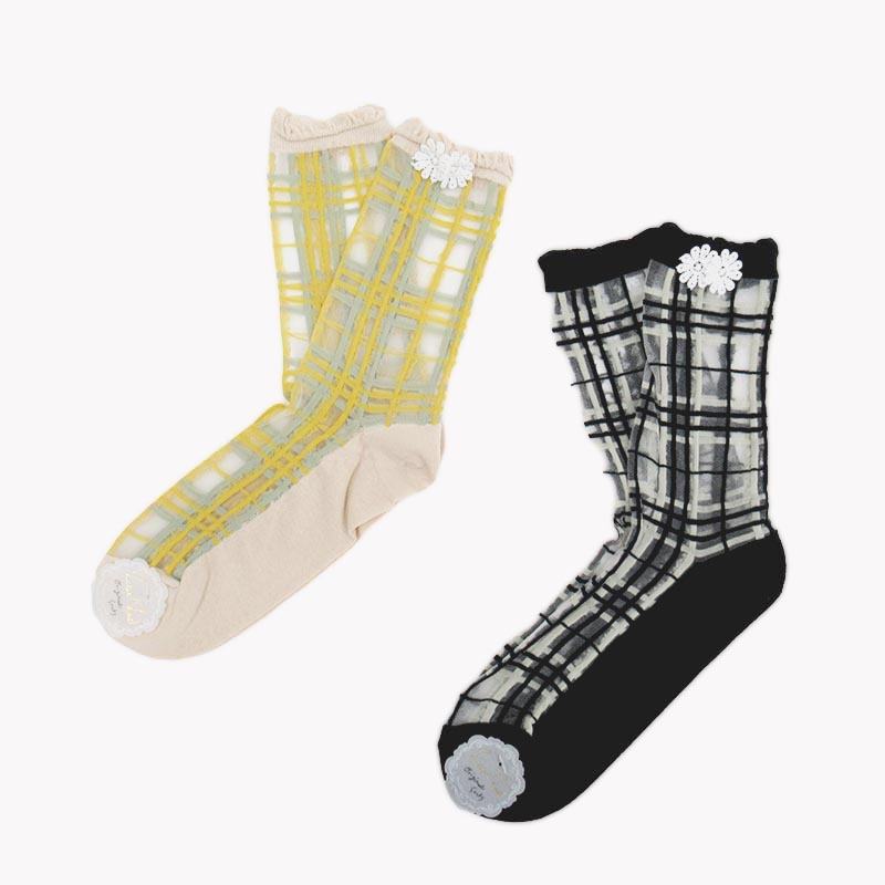 Petit Pas シースルークルーソックス お花付